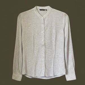 Van Heusen White Black Dotted Blouse Size M Office Work Top NWOT